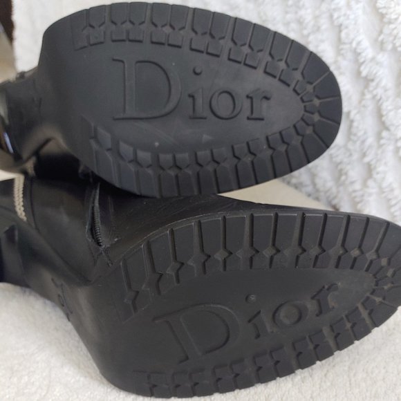 CHRISTIAN DIOR Logo Charm Booties Heels Boots - Picture 9 of 15